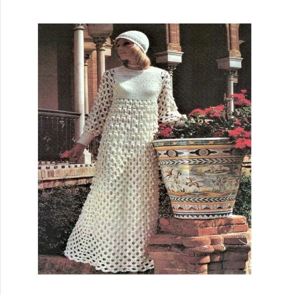 Dress crochet pattern, wedding dress crochet, long dress pattern