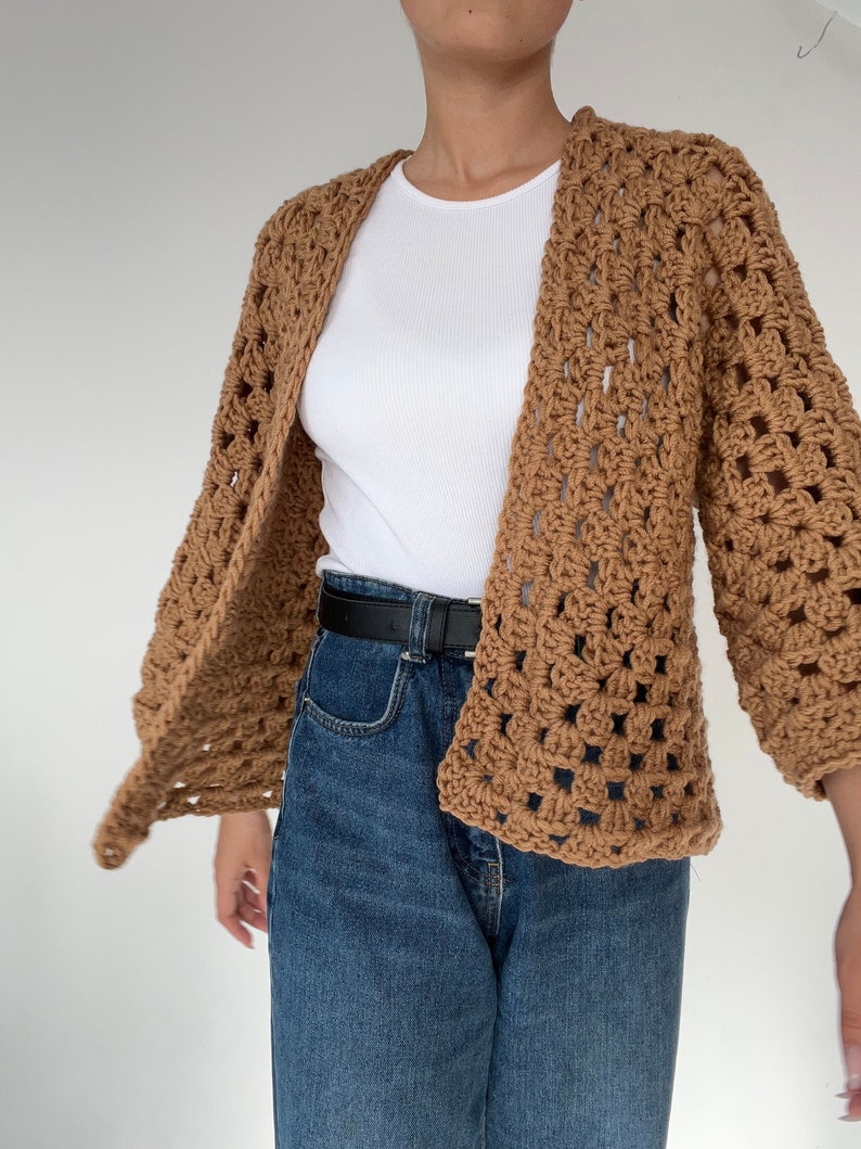 Cardigan Crochet Cardigan Pattern Classic Granny Hexagon - Etsy