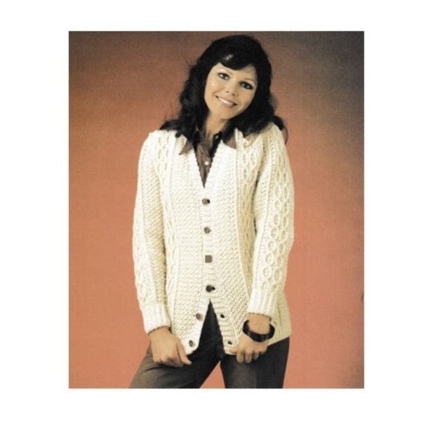 Cardigan crochet pattern, aran crochet cardigan,  women knit card pdf pattern