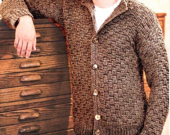 Men&#39;s Textured Crochet Cardigan Pattern: Easy Simple Design (PDF Pattern)