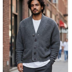 Men's Textured Crochet Cardigan Pattern, Vintage Style (PDF Pattern)