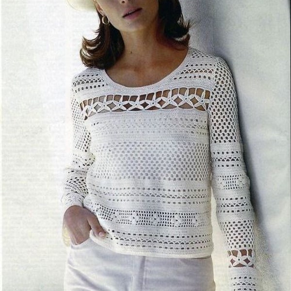 Pullover crochet pattern, summer sweater  crochet pattern , women sweater pdf