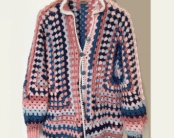 Cardigan crochet cardigan pattern , Cardigan Hexagon pattern , Granny square cardigan pattern PDF , big size