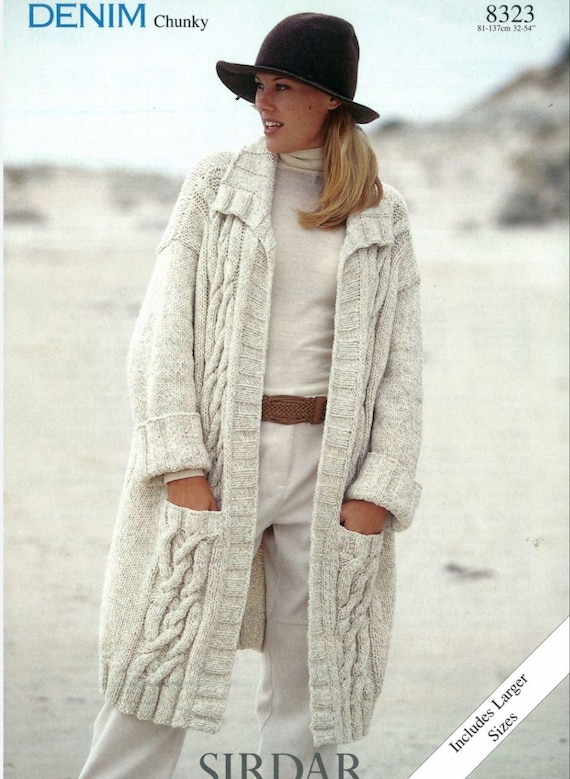 Zopfmuster Strickjacke Strickmantel Zopfmuster Langer Cardigan