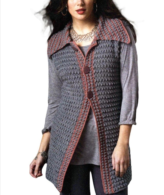 Crochet Long Cardigan Vest Pattern: Sleeveless Coat (digital