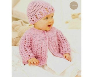 Baby cardigan crochet pattern, hat baby crochet pattern  0 months- 7 years