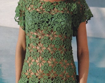 Crochet pattern top , tunic Crochet Summer Top, Vintage Crochet Pattern, PDF