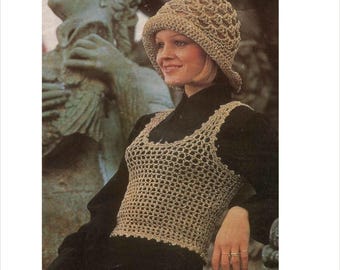 トップスのメッシュ編みパターン、ベストの編みパターン、簡単なトップスの編みパターン、夏のメッシュベストの編みパターン（PDF）