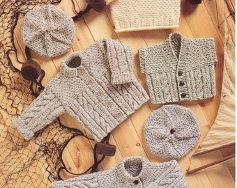 Knitting baby cardigan , Aran sweater Knitting baby Pattern PDF Cable Jacket Jumper DK 16 - 24 inch Instant download