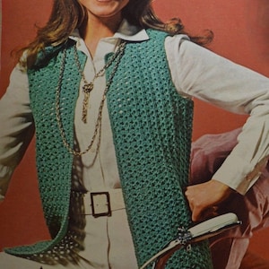 Crochet pattern vest , vintage crochet pattern sleeveless vest jacket waistcoat tunic pdf INSTANT download pattern only pdf 1970s