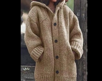 Cardigan women knitting patterns, hooded women knitting patterns, chunky cardigan pdf