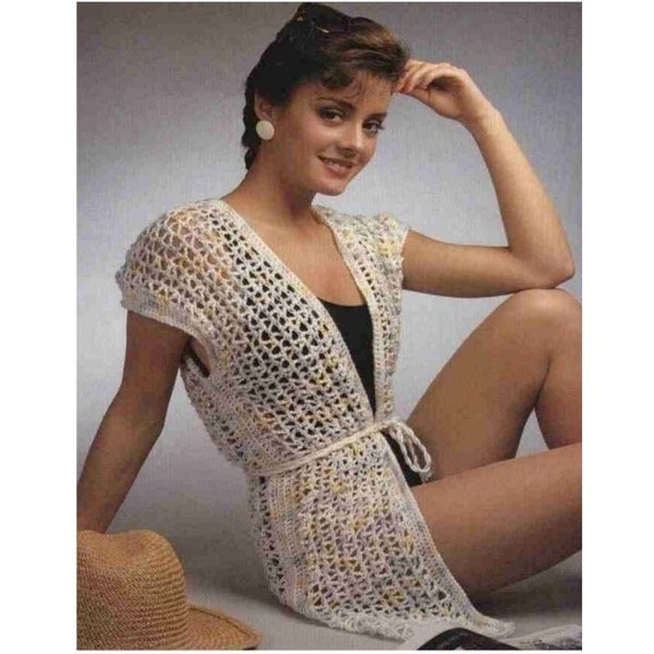 Crochet cover up, women tunic crochet pattern, women crochet summer robe pdf