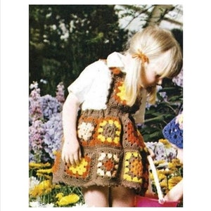 Patrón de vestido de bebé estilo abuela a crochet, tallas de 1 a 6 años (patrón en PDF)