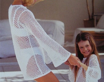 mesh Sweater Crochet Pattern Womens and Girls PDF Jumper, Beach and Bikini Cover Up