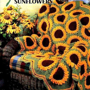 Crochet Sunflower Blanket Pattern: Easy Afghan, Baby Blanket (PDF)