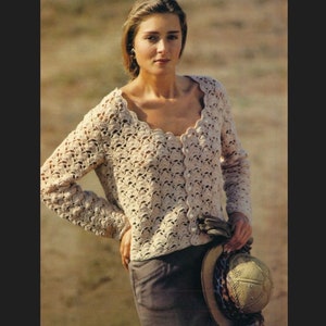 Padrão de cardigan de crochê, cardigan feminino, cardigan de crochê de renda para download instantâneo
