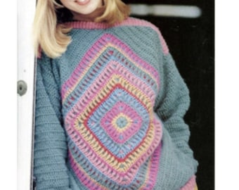 Padrão de suéter de crochê quadrado da vovó: design de pulôver (padrão em PDF)