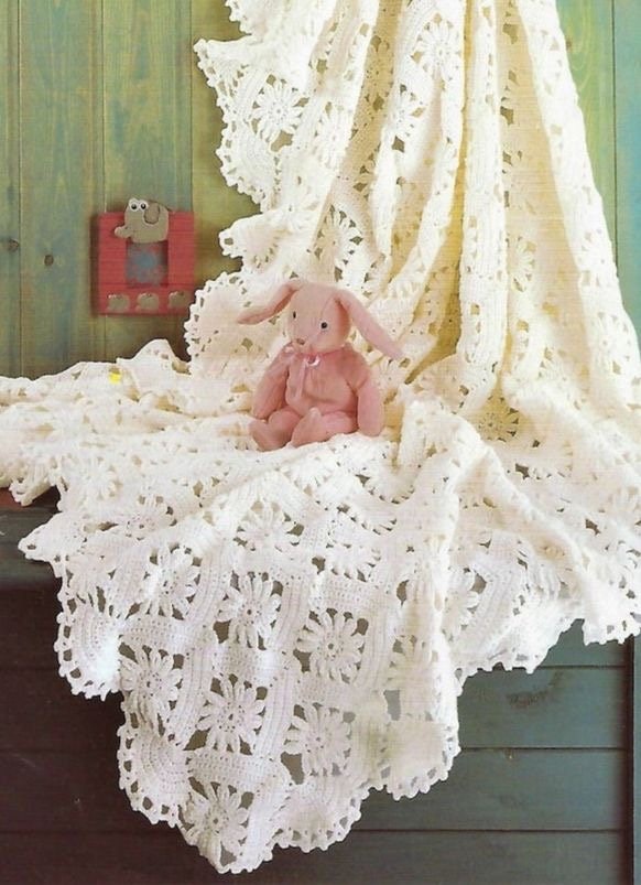 ヴィンテージプランター＆アフガンブランケット かぎ針編みベビーブランケットのパターン：ヴィンテージアフガン（PDF