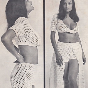 Ensemble de motifs au crochet vintage : haut court, boléro, jupe (téléchargement PDF)