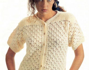 Crochet Lace Cardigan PDF Pattern: Shell Stitch Summer Top (Digital Download)