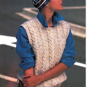 Mönster för kabelstickad väst: Damväst (PDF-mönster)