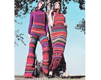 Crochet Overalls pants top Skirt Pattern: Women's Romper (PDF) instant download vintage pattern