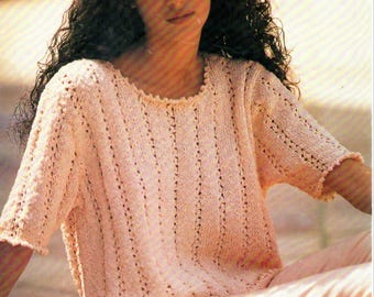 Lace Summer Sweater Knitting Pattern: Easy Knit Top (PDF)