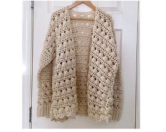 Cardigan crochet pattern, women cardigan  size XS- 5XL