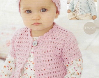 Baby cardigan CROCHET PATTERN , Crochet Cardigan Waistcoat Bolero Hat Crochet 0 - 7 Years PDF instant download