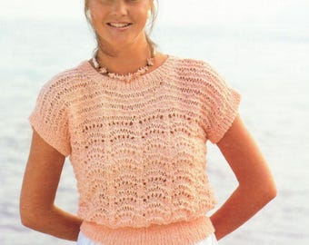 Summer Lace Top Knitting Pattern: Easy Knit Sweater (PDF Pattern)
