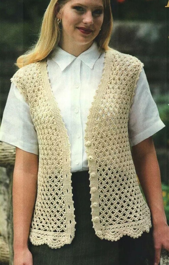 Vest Crochet Pattern, Lace Crochet Vest, Summer Waistcoat