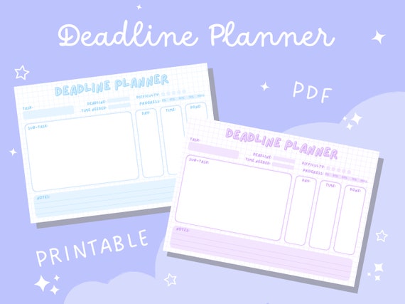 Deadline Planner Printable Instant Download Stationery | Etsy