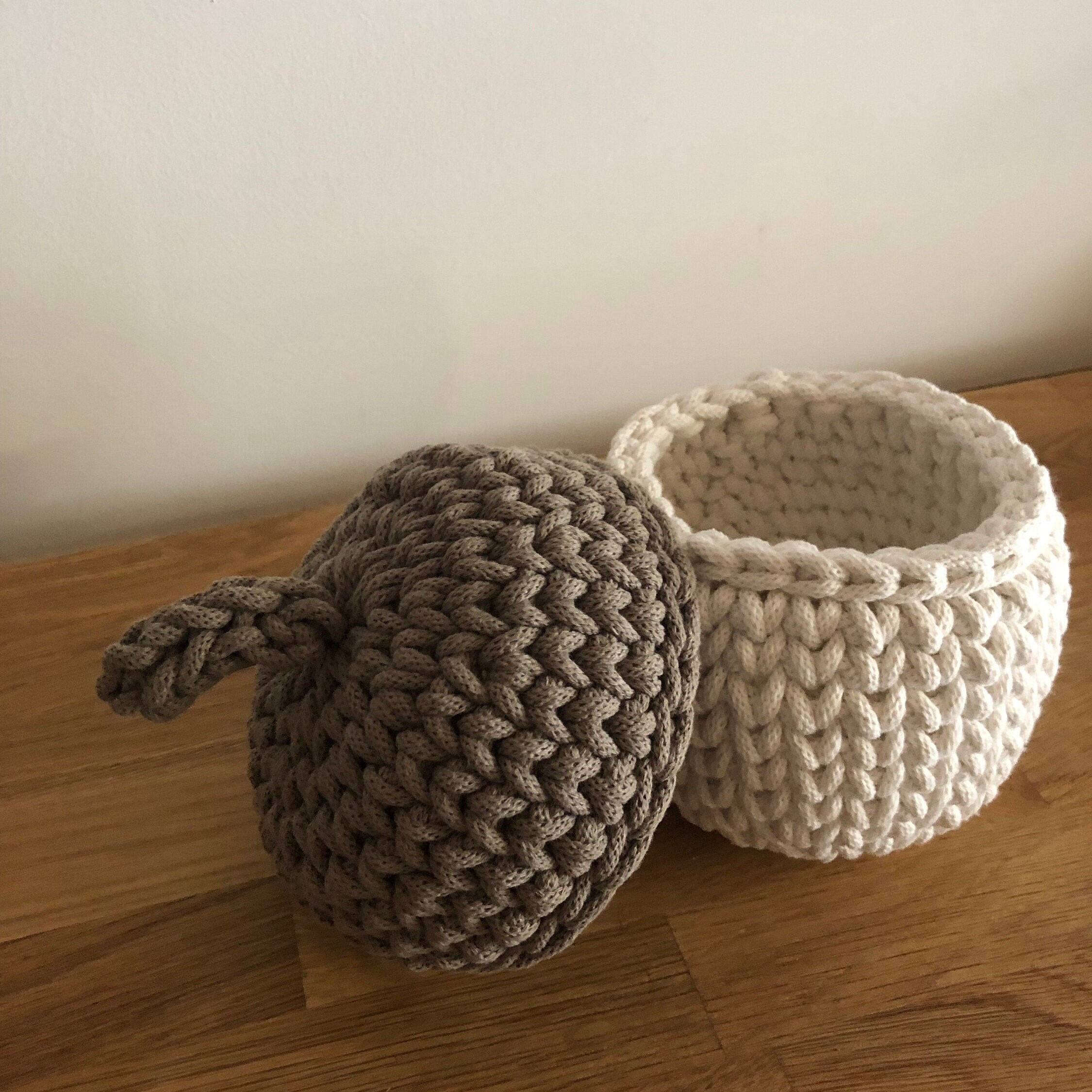 Buy Crocheted Acorn Basket With Lid | Storage for Children's Room