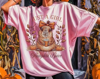 Just A Girl Who Loves Pumpkin Spice PNG, Cabybara PNG, Feral PNG, Halloween png