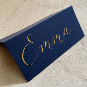 Wedding Place cards / Handwritten Calligraphy /Navy & Gold