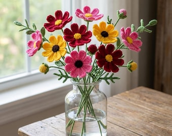 Cosmos Crochet Pattern PDF – Realistic Flower Tutorial (Instant Download)