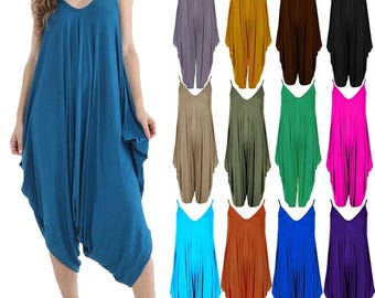 New Ladies Womens Cami Jumpsuit Playsuit Romper Harem Lagenlook Dress SM-3XL