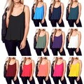 Womens Ladies Plus Size Cami Plain Neon Strappy Swing Vest Top Flared Sleeveless