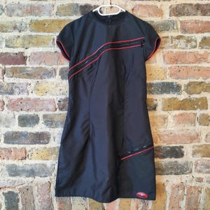 Vintage Y2K BOK black red reflective mini dress cyber goth rave