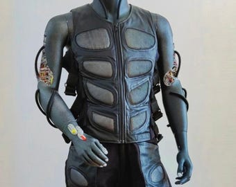 Vintage SDL Cyber Goth Rave Set: Rüstung Tank Top & Hose
