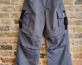 Cyberdog Y2K grey cargo trousers with led light buckles