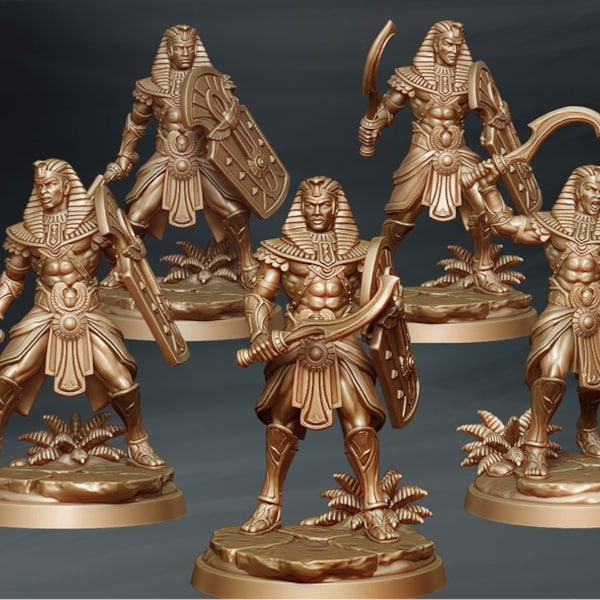 Guerriers du Nil du Royaume de Kemet, individuel/lot de 5 figurines - RPG fantastique D&D - Modèles de labyrinthe - Rois des tombes, égyptien