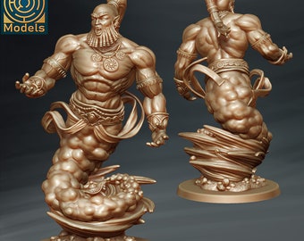 Cerulean Kingdom Djinn (Genie of the Lamp) Miniature D&D Fantasy RPG - Labyrinth Models - Aladdin, Agrabah