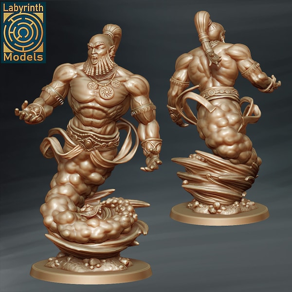 Cerulean Kingdom Djinn (Genie of the Lamp) Miniature D&D Fantasy RPG - Modèles de labyrinthe - Aladdin, Agrabah