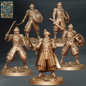 Cerulean Kingdom Sultans Guard Individual/Set of 5 Miniatures D&D Fantasy RPG - Labyrinth Models - Aladdin, Agrabah