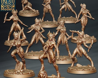 Dark Elves Black Widows - Individual/Set of 10 Miniatures - D&D Fantasy RPG - Labyrinth Models - Fantasy, Drow, Khaine Daughters, Witches