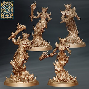 Infernal Ifrit Warriors Individual/Set of 4 Miniatures - D&D Fantasy RPG - Labyrinth Models - Chaos, Demon, Hades