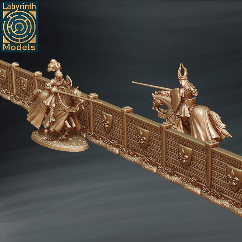 Mideval Steel Rails Jousting Knights Tilt Rail - 3 Designs - 8 Sections and End Caps - D&D ...