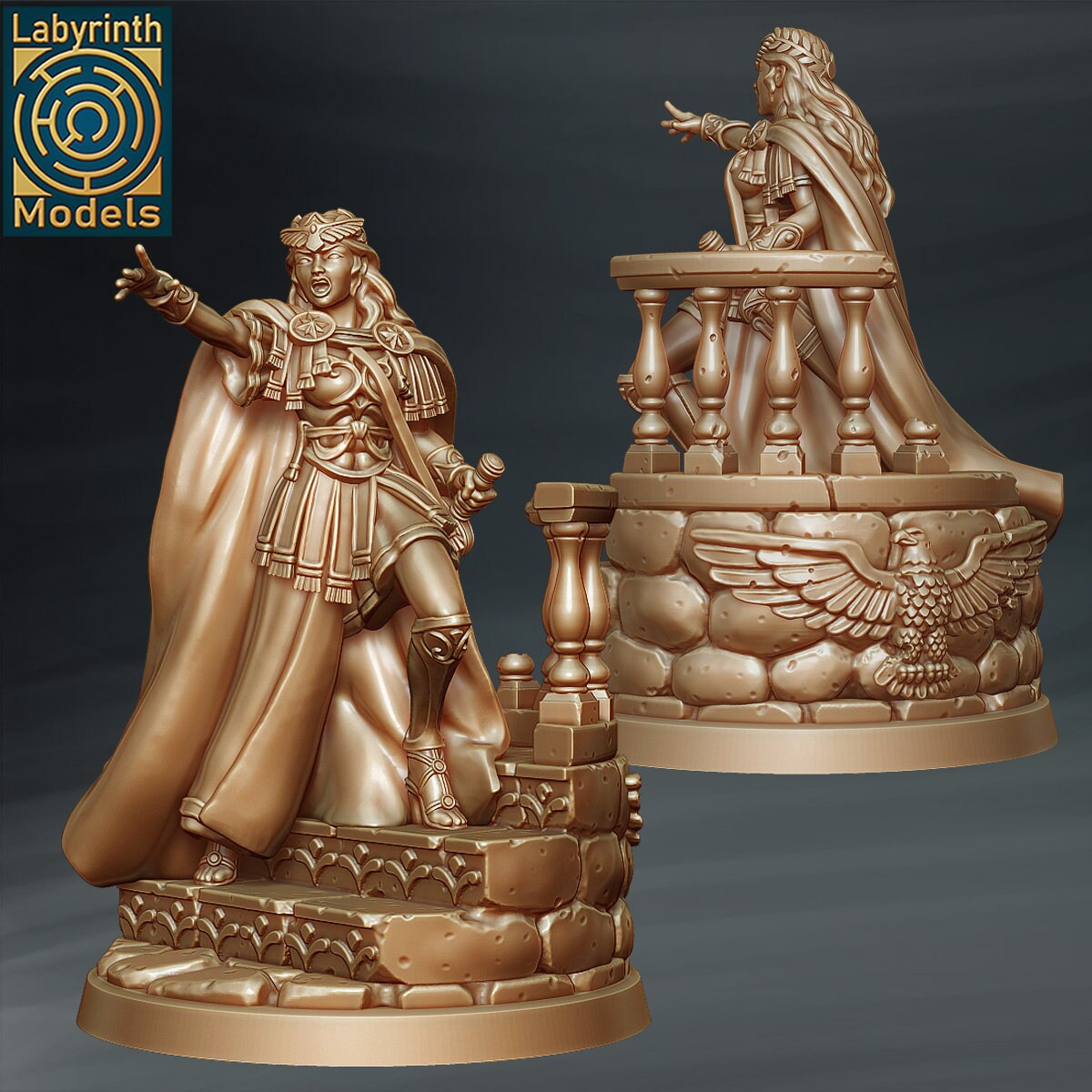 Aquila Empire: Imperatrix Aurelia sobre base escénica elevada - Miniatura individual - D&D Fantasy RPG - Modelos de laberinto - Romano, Imperio, Roma