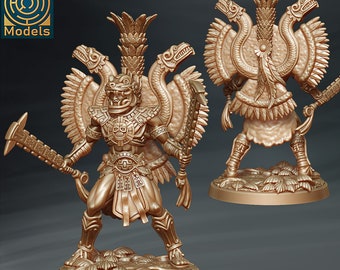 Aztlan Dynasty Champion - Individual Miniature - D&D Fantasy RPG - Labyrinth Models - Mayan, Aztec, Inca, Mesoamerican
